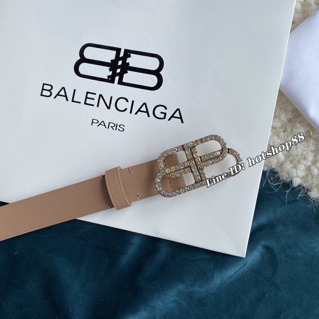 Balenciaga女士皮帶 巴黎世家BB經典logo扣腰帶 巴黎世家小牛皮皮帶  jjp1137